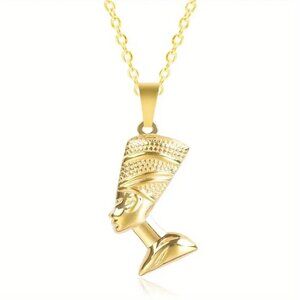 Stainless Steel 18K Gold Plated Nefertiti Pendant Necklace – Egyptian Queen